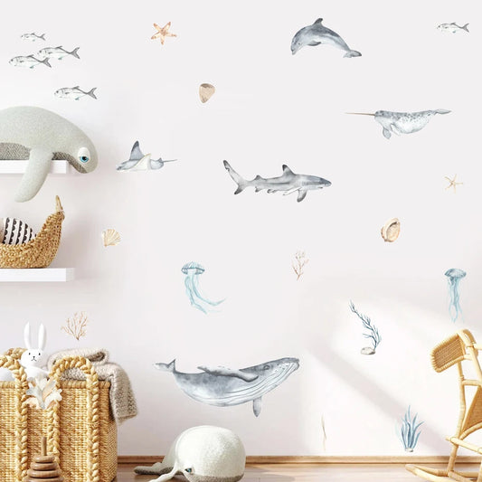 CUTIEPIE Decoration. whale wall decal / whale wall sticker / kids room wall decal / boys room wall decal / nursery wall decal
